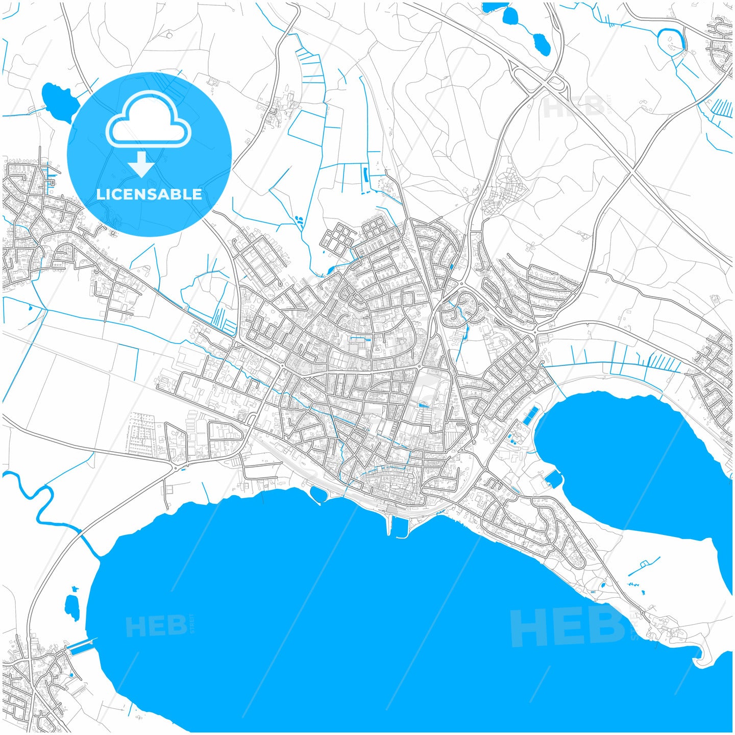 Radolfzell am Bodensee, Baden-Wuerttemberg, Germany, city map with high quality roads.