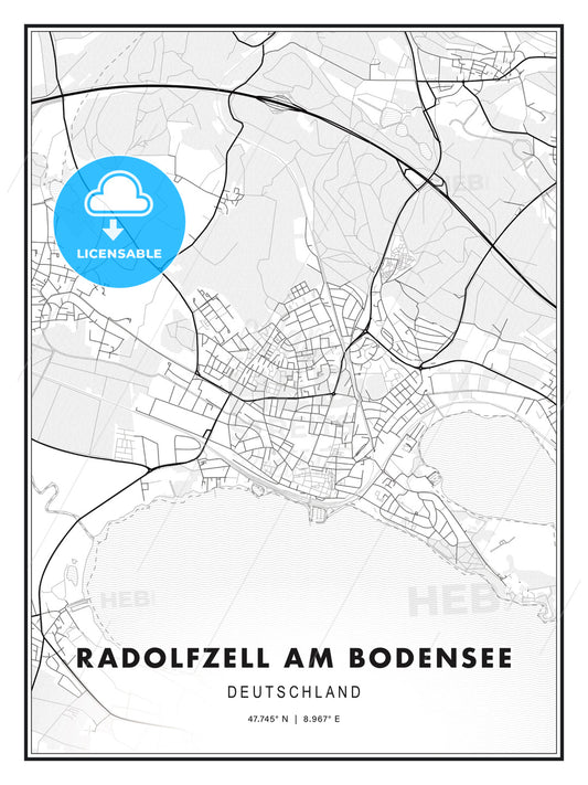 Radolfzell am Bodensee, Germany, Modern Print Template in Various Formats - HEBSTREITS Sketches