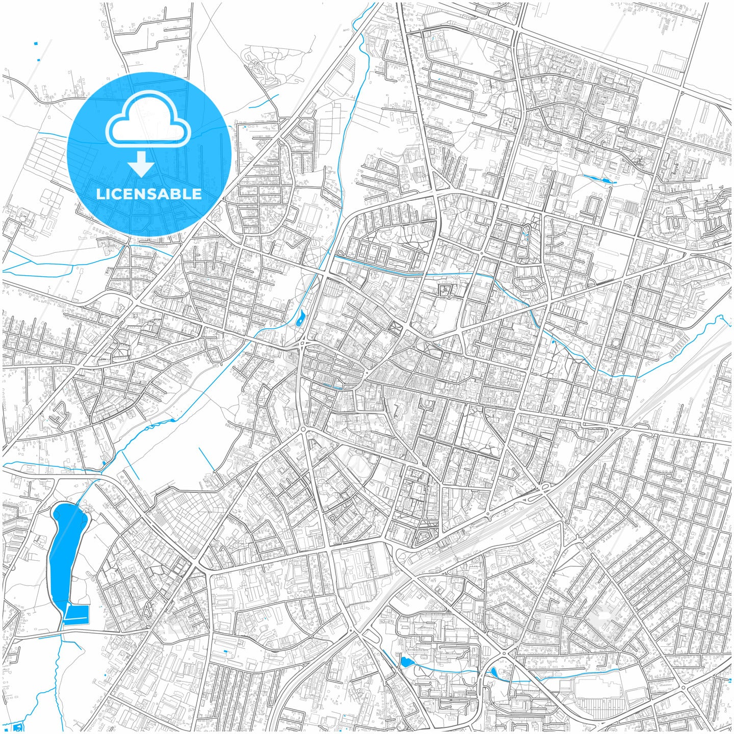 Radom, Masovian, Poland, city map with high quality roads.