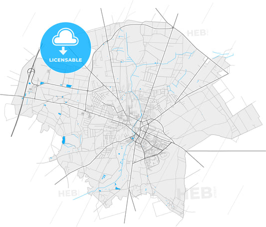 Radomsko, Łódź, Poland, high quality vector map