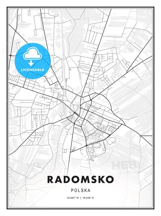 Radomsko, Poland, Modern Print Template in Various Formats - HEBSTREITS Sketches