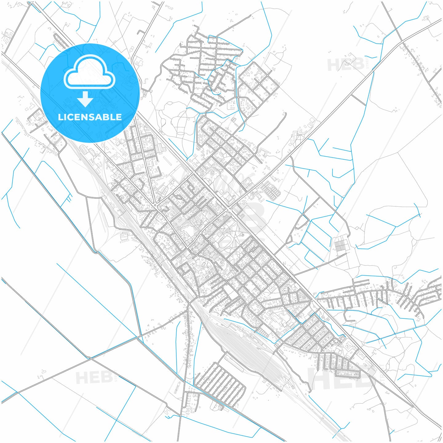 Radviliškis, Šiauliai County, Lithuania, city map with high quality roads.