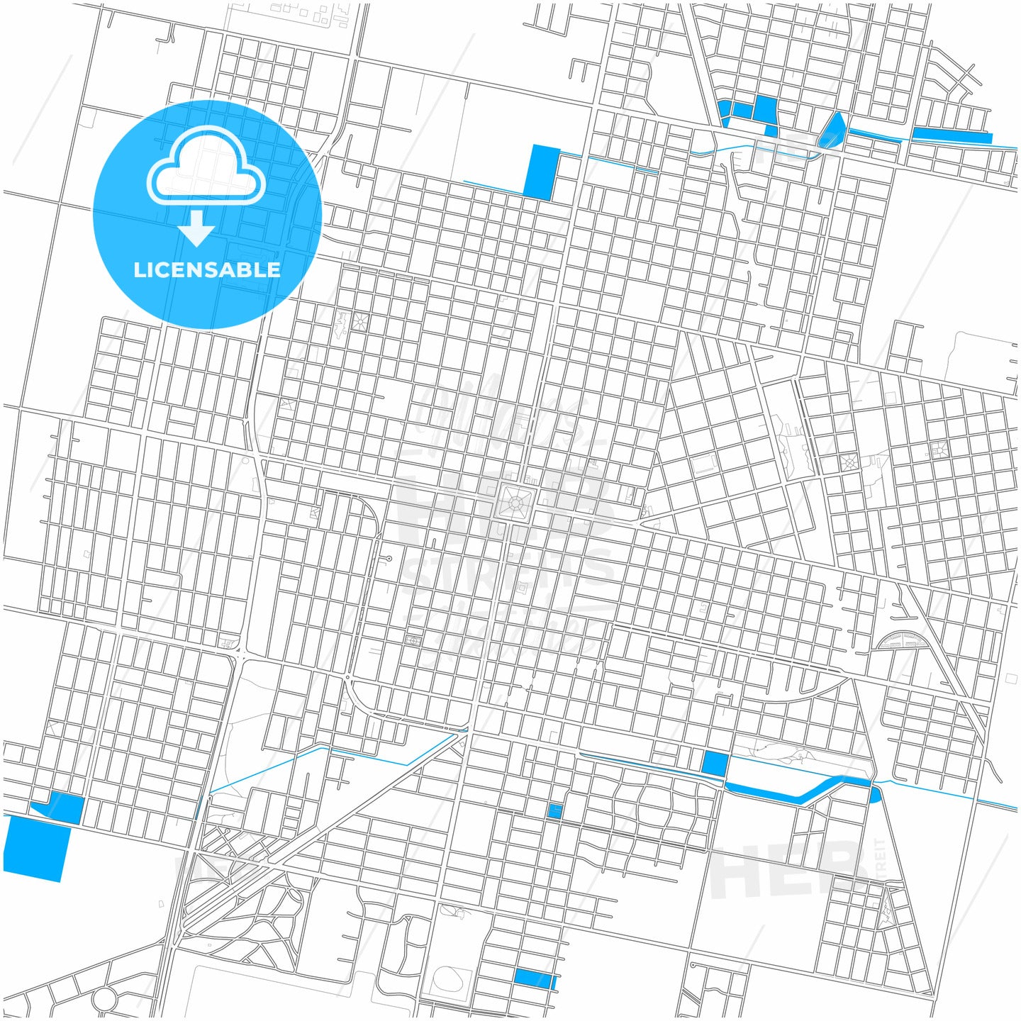 Rafaela, Argentina, city map with high quality roads.