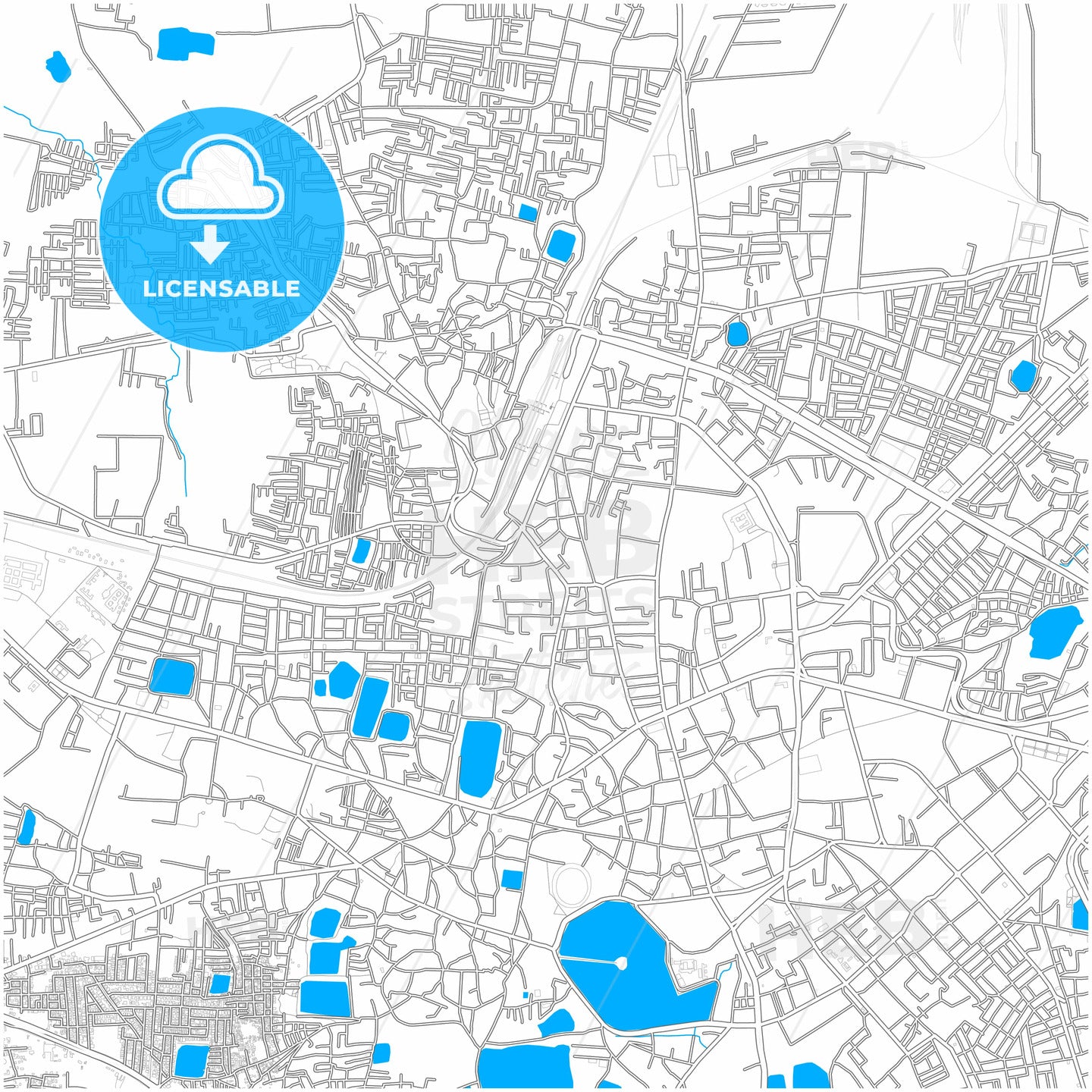 Raipur, Chhattisgarh, India, city map with high quality roads.