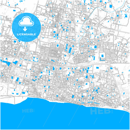 Rajshahi, Rajshahi, Bangladesh, city map with high quality roads.