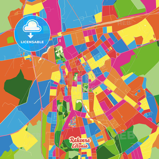 Rakvere, Estonia Crazy Colorful Street Map Poster Template - HEBSTREITS Sketches