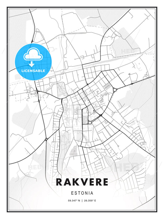 Rakvere, Estonia, Modern Print Template in Various Formats - HEBSTREITS Sketches