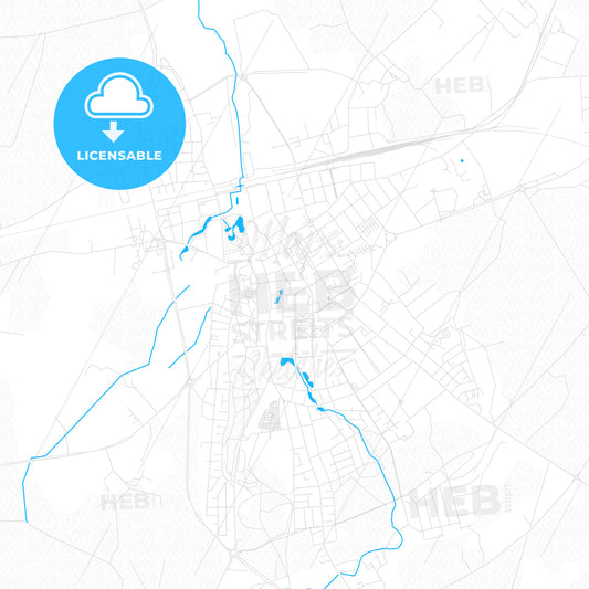 Rakvere, Estonia PDF vector map with water in focus