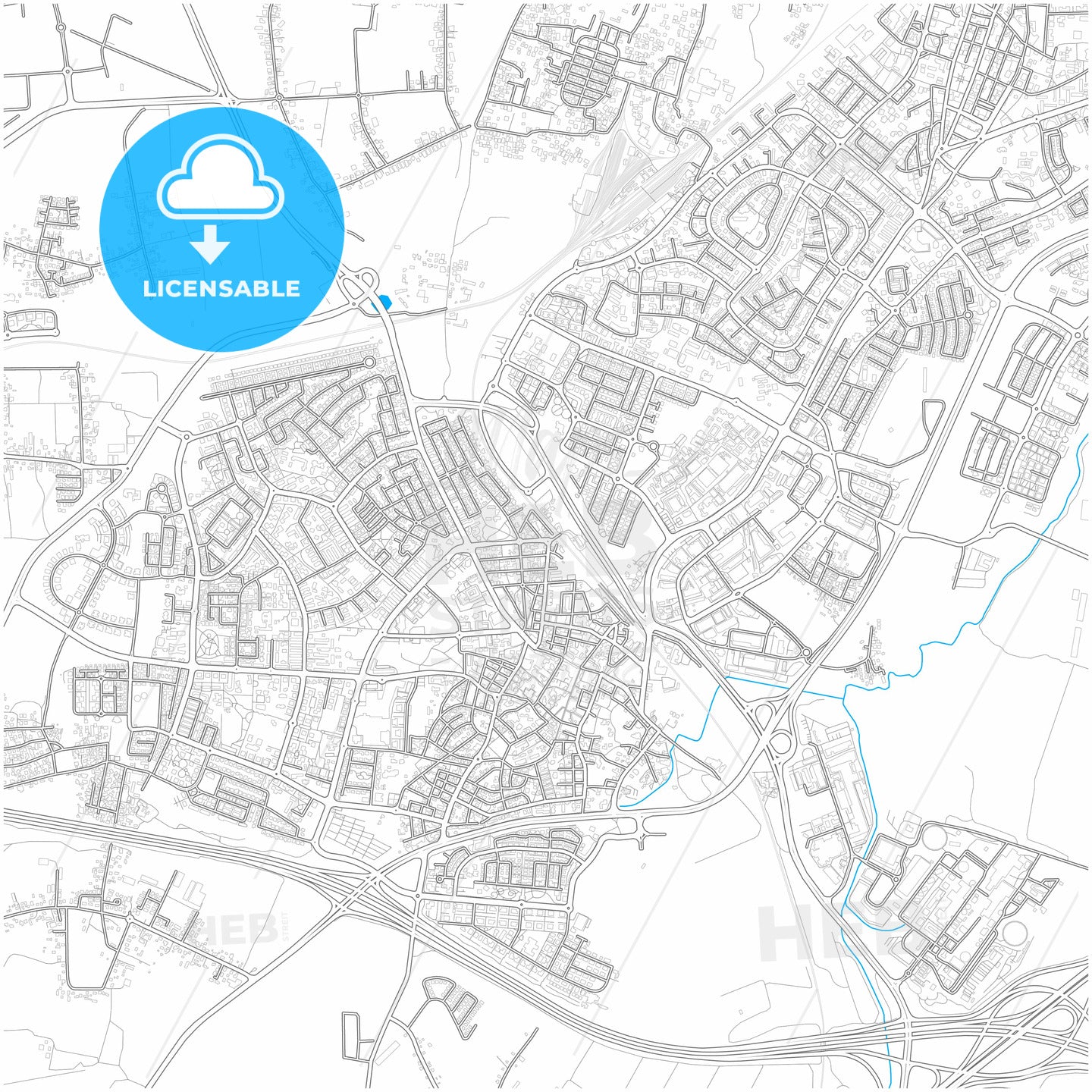 Ramla, Center, Israel, city map with high quality roads.