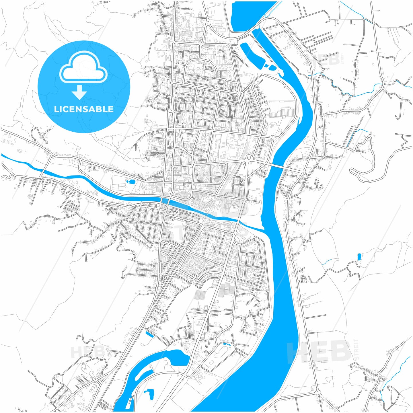 Râmnicu Vâlcea, Vâlcea, Romania, city map with high quality roads.