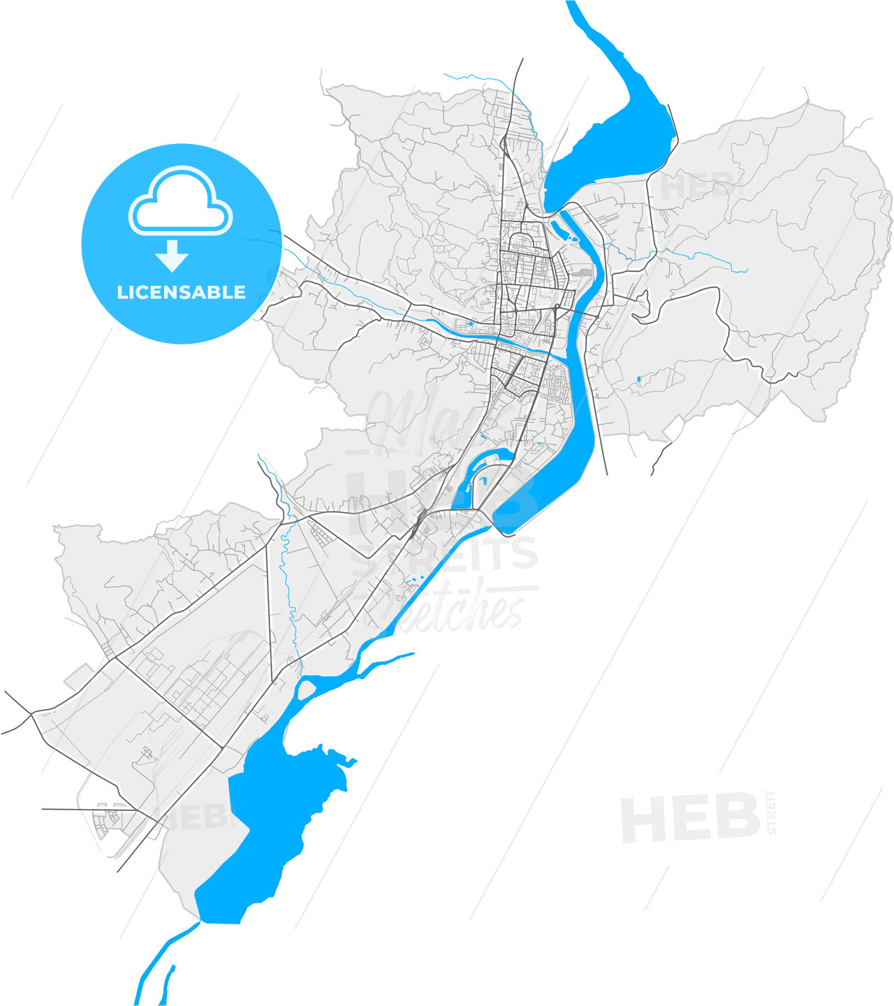 Râmnicu Vâlcea, Vâlcea, Romania, high quality vector map