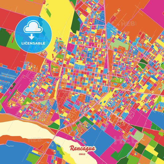 Rancagua, Chile Crazy Colorful Street Map Poster Template - HEBSTREITS Sketches