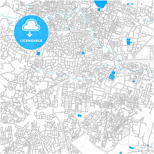 Ranchi, Jharkhand, India, city map with high quality roads.