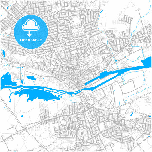 Randers Municipality, Denmark, city map with high quality roads.