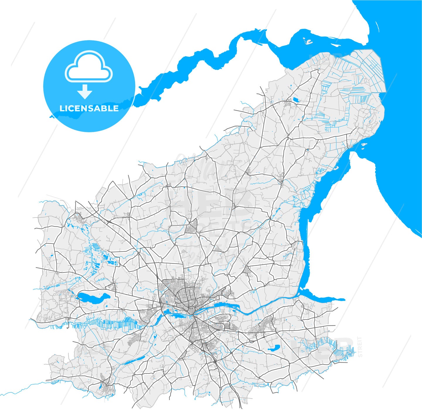 Randers Municipality, Denmark, high quality vector map