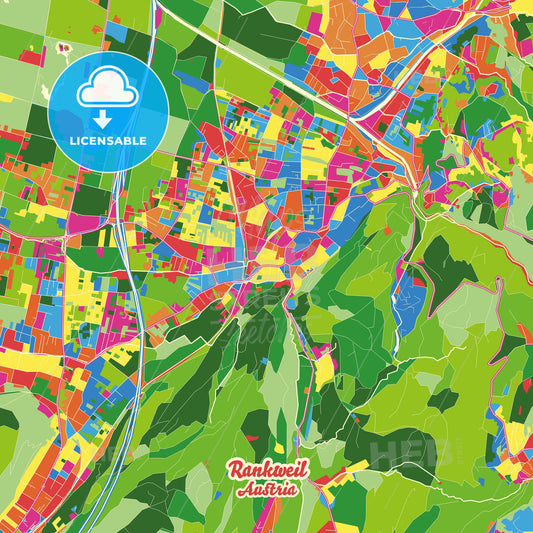 Rankweil, Austria Crazy Colorful Street Map Poster Template - HEBSTREITS Sketches