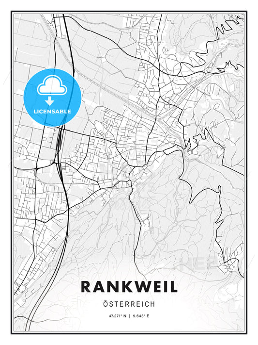 Rankweil, Austria, Modern Print Template in Various Formats - HEBSTREITS Sketches