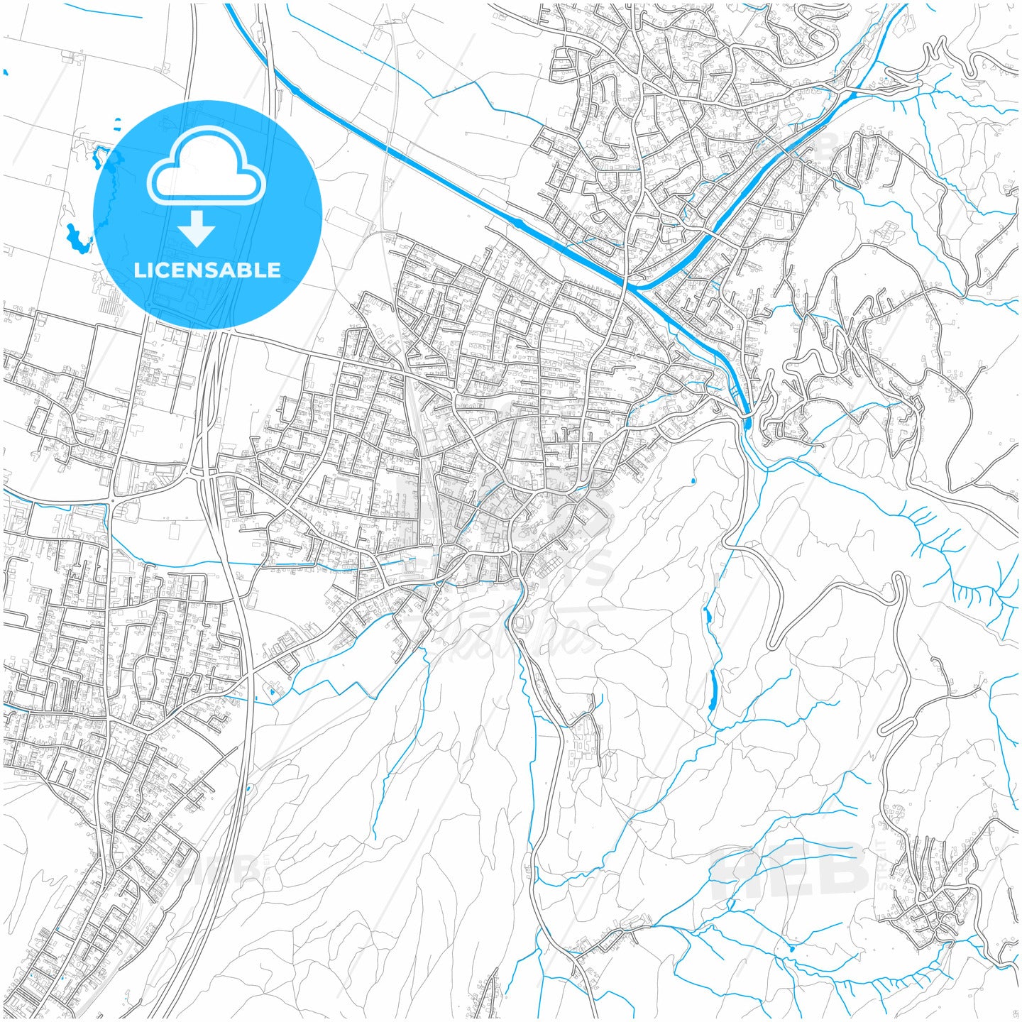 Rankweil, Vorarlberg, Austria, city map with high resolution roads ...