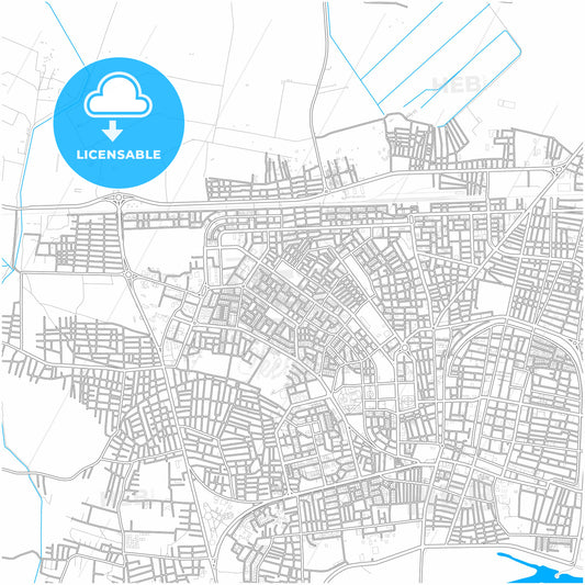 Raqqa, Syria, city map with high quality roads.