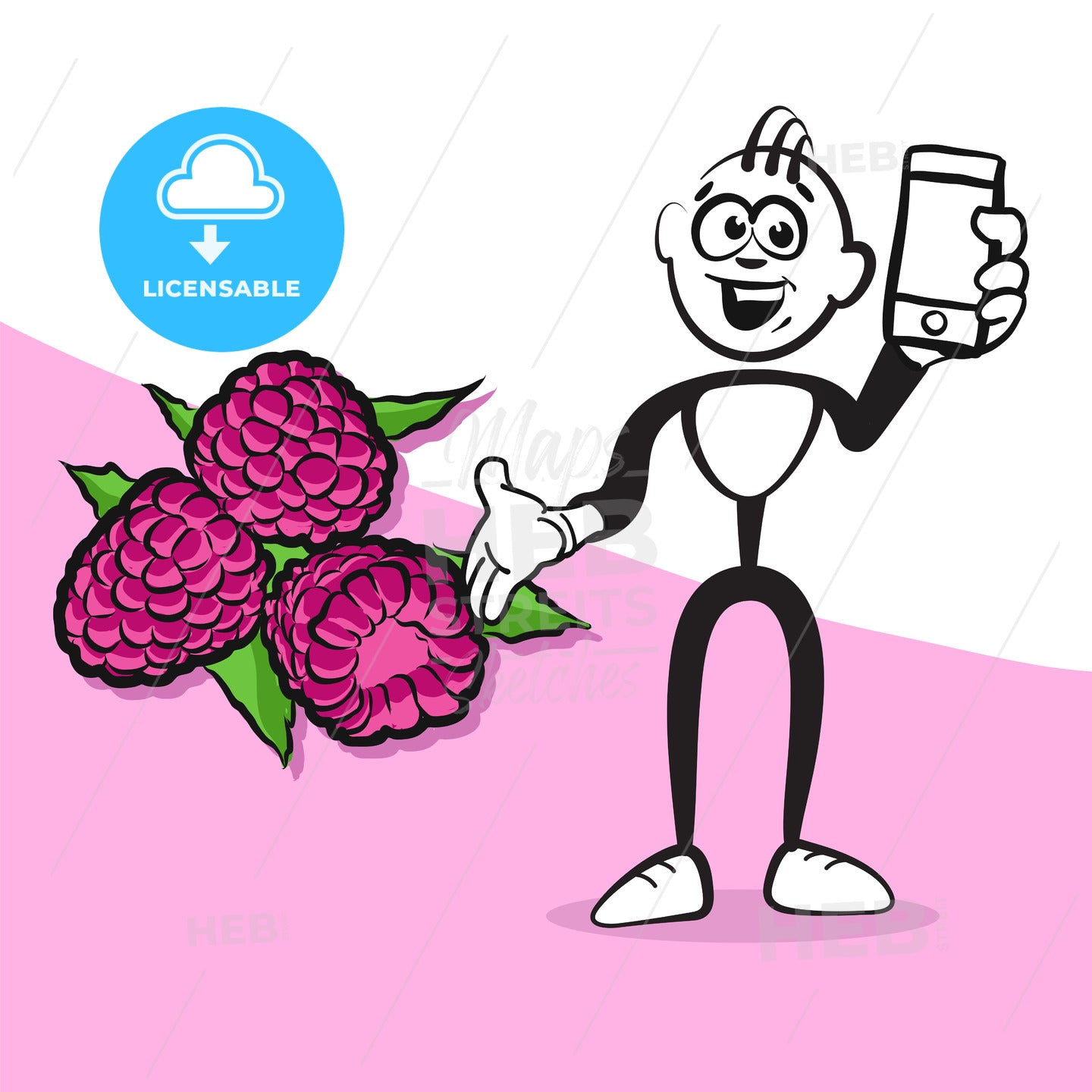 Raspberry Mobile Man Stickman Emotion – instant download