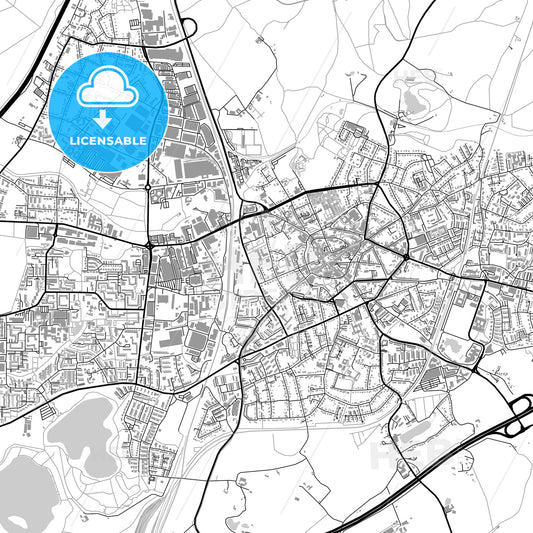 Ratingen, Germany, vector map with buildings
