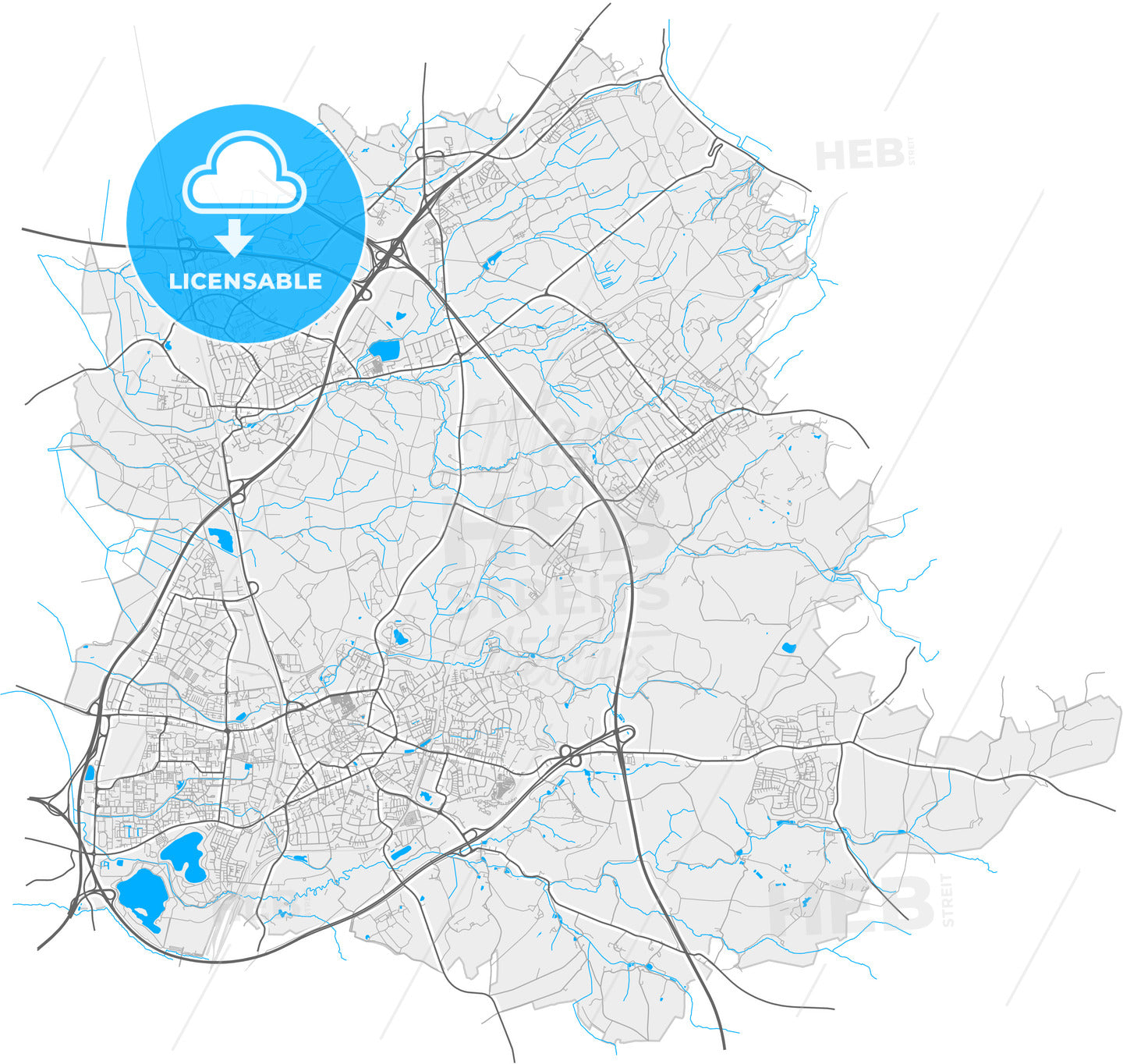 Ratingen, North Rhine-Westphalia, Germany, high quality vector map