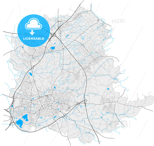 Ratingen, North Rhine-Westphalia, Germany, high quality vector map