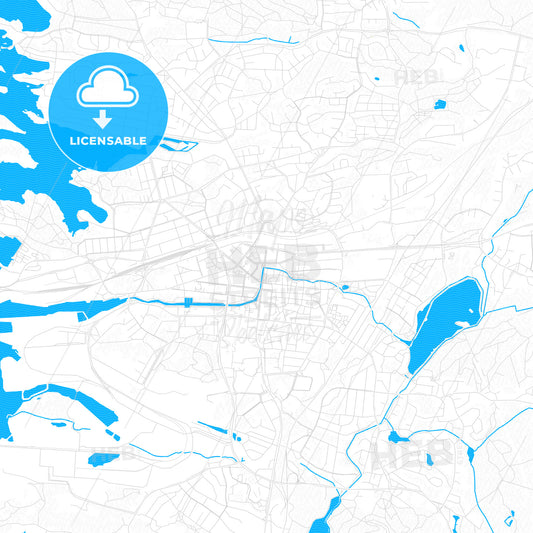 Rauma, Finland PDF vector map with water in focus
