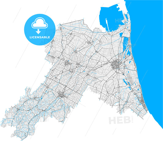 Ravenna, Emilia-Romagna, Italy, high quality vector map