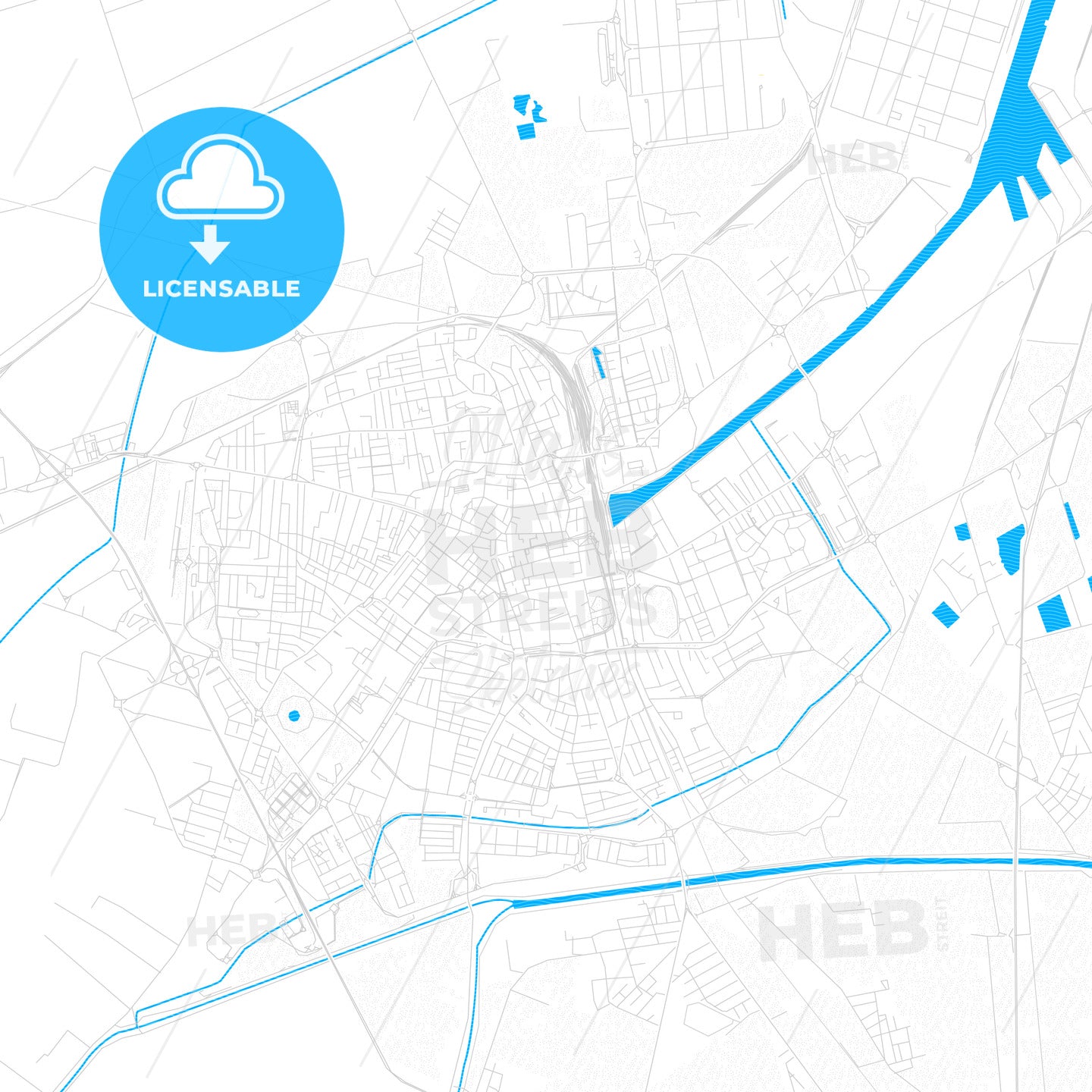 Ravenna, Italy PDF vector map with water in focus