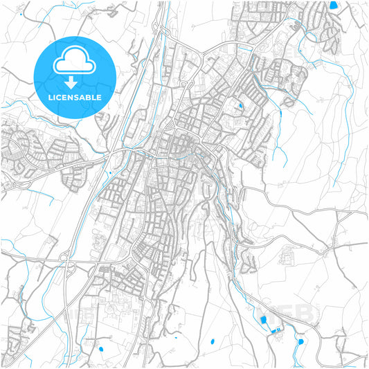 Ravensburg, Baden-Wuerttemberg, Germany, city map with high quality roads.