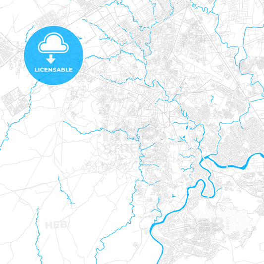 Rawalpindi, Pakistan PDF vector map with water in focus