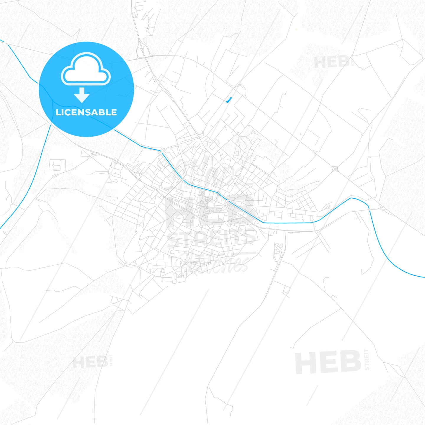 Razgrad, Bulgaria PDF vector map with water in focus