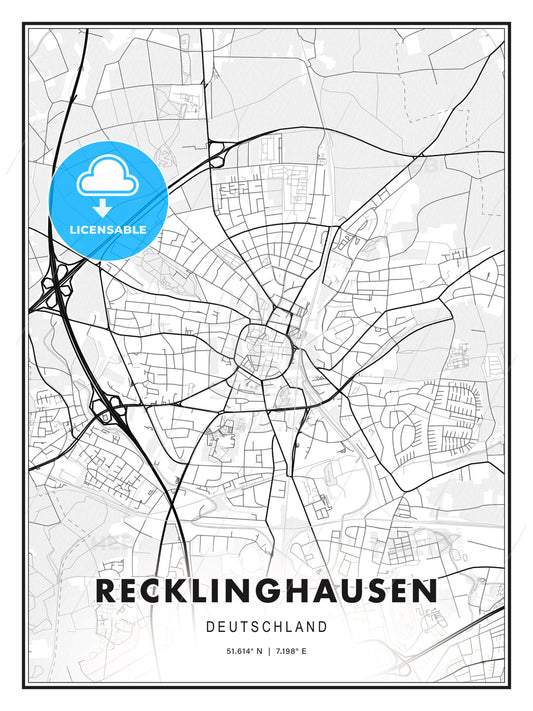 Recklinghausen, Germany, Modern Print Template in Various Formats - HEBSTREITS Sketches