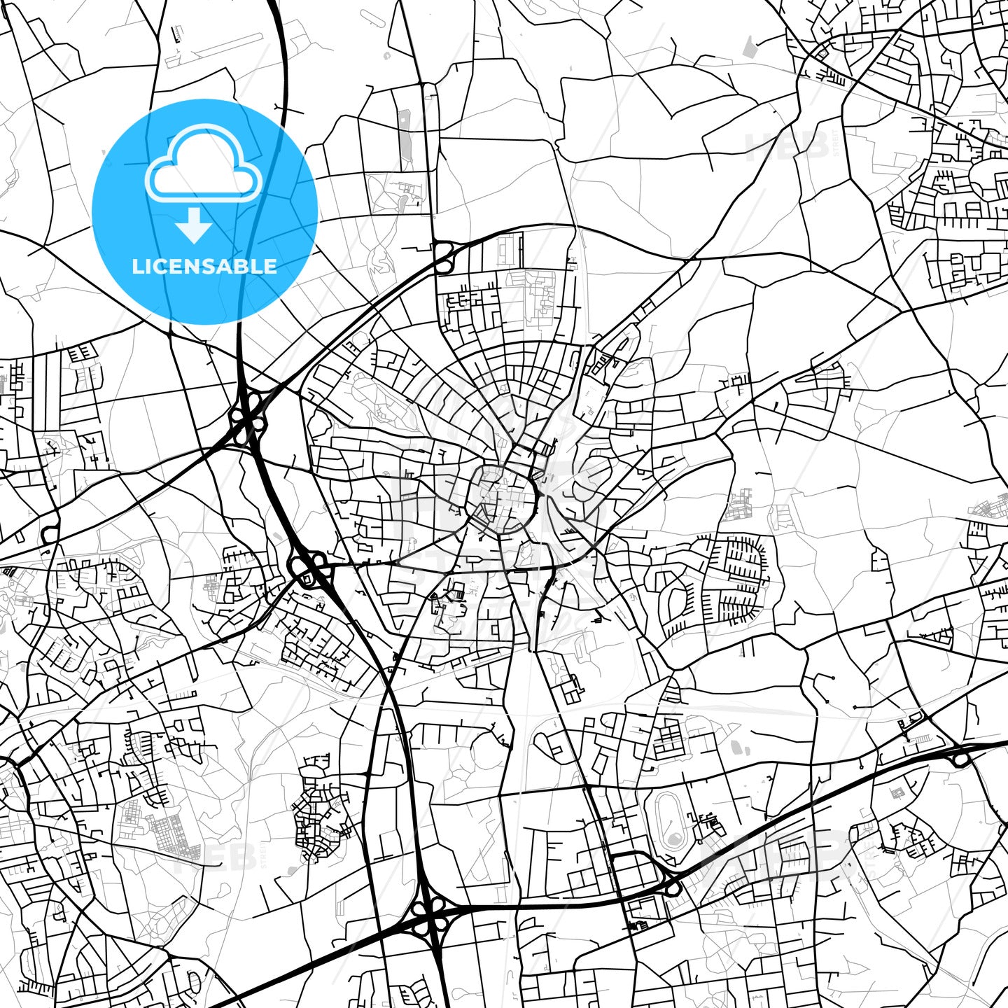 Recklinghausen, Germany, Vector Map - Light