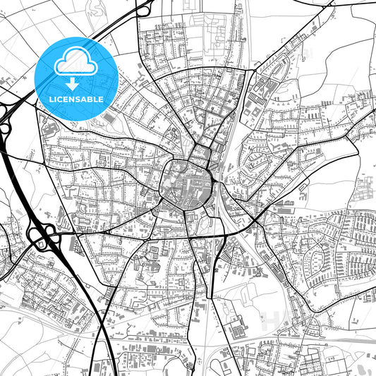 Recklinghausen, Germany, vector map with buildings