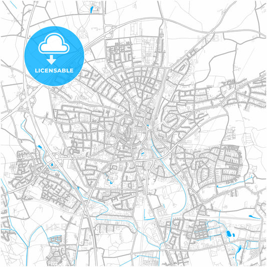 Recklinghausen, North Rhine-Westphalia, Germany, city map with high quality roads.