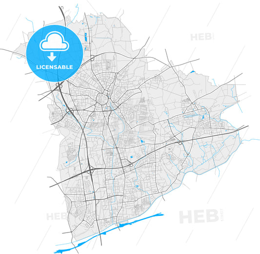 Recklinghausen, North Rhine-Westphalia, Germany, high quality vector map