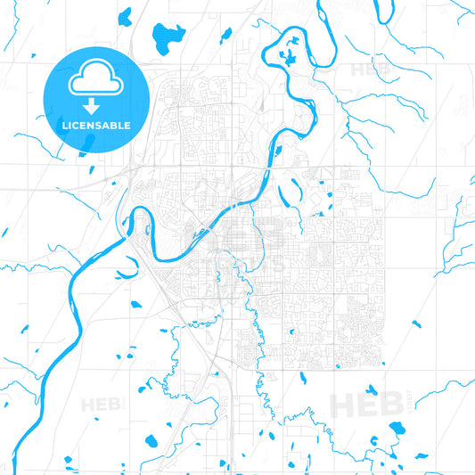 Red Deer, Canada PDF vector map with water in focus