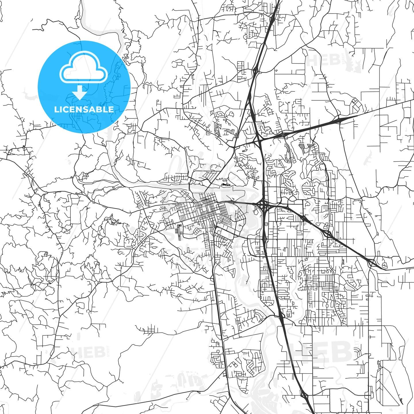 Redding, California - Area Map - Light