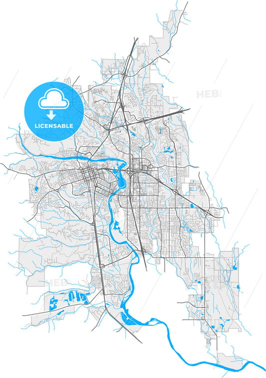 Redding, California, United States, high quality vector map