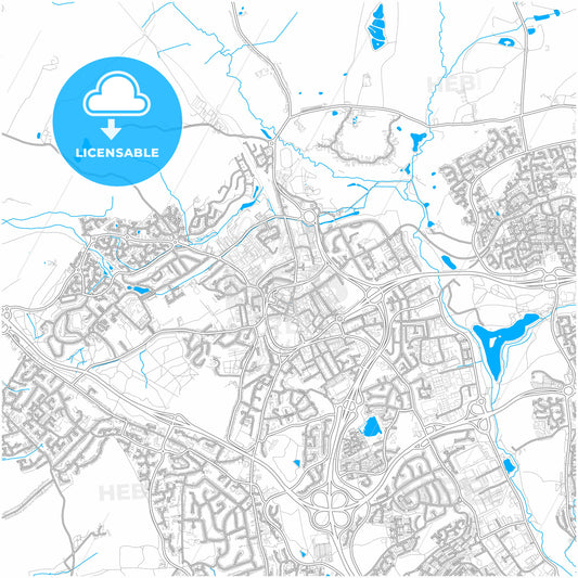 Redditch, West Midlands, England, city map with high quality roads.