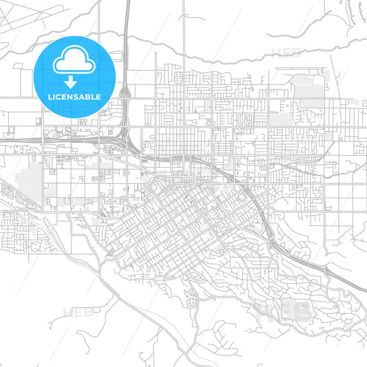 Redlands, California, USA, bright outlined vector map