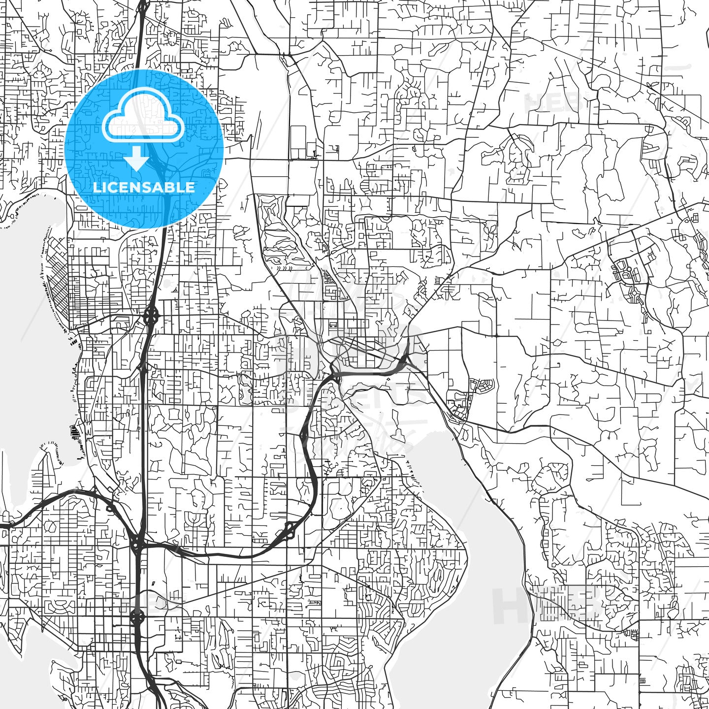 Redmond, Washington - Area Map - Light