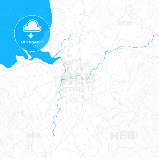 Redondela, Spain PDF vector map with water in focus