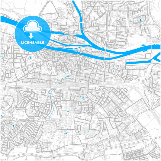 Regensburg, Bavaria, Germany, city map with high quality roads.