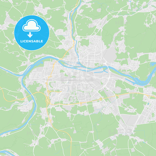 Regensburg, Germany printable street map