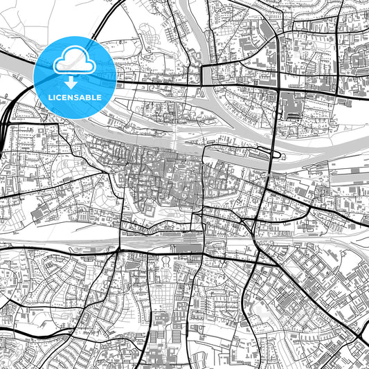 Regensburg, Germany, vector map with buildings