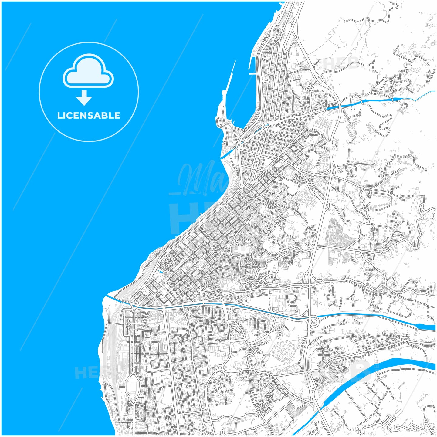 Reggio Calabria, Calabria, Italy, city map with high quality roads.