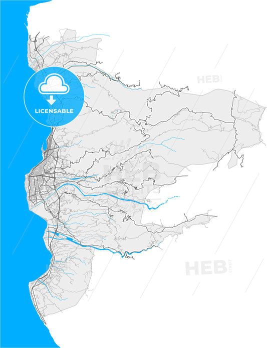 Reggio Calabria, Calabria, Italy, high quality vector map